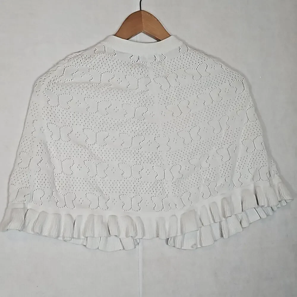 Kobe Kids Girls White Butterfly Poncho Sweater